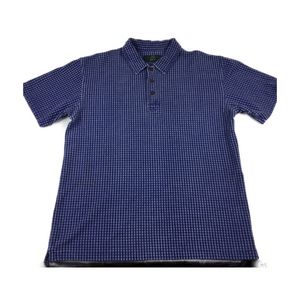Orvis Men's Blue White Window Pane Collard Polo L